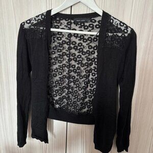 Black floral mesh cardigan